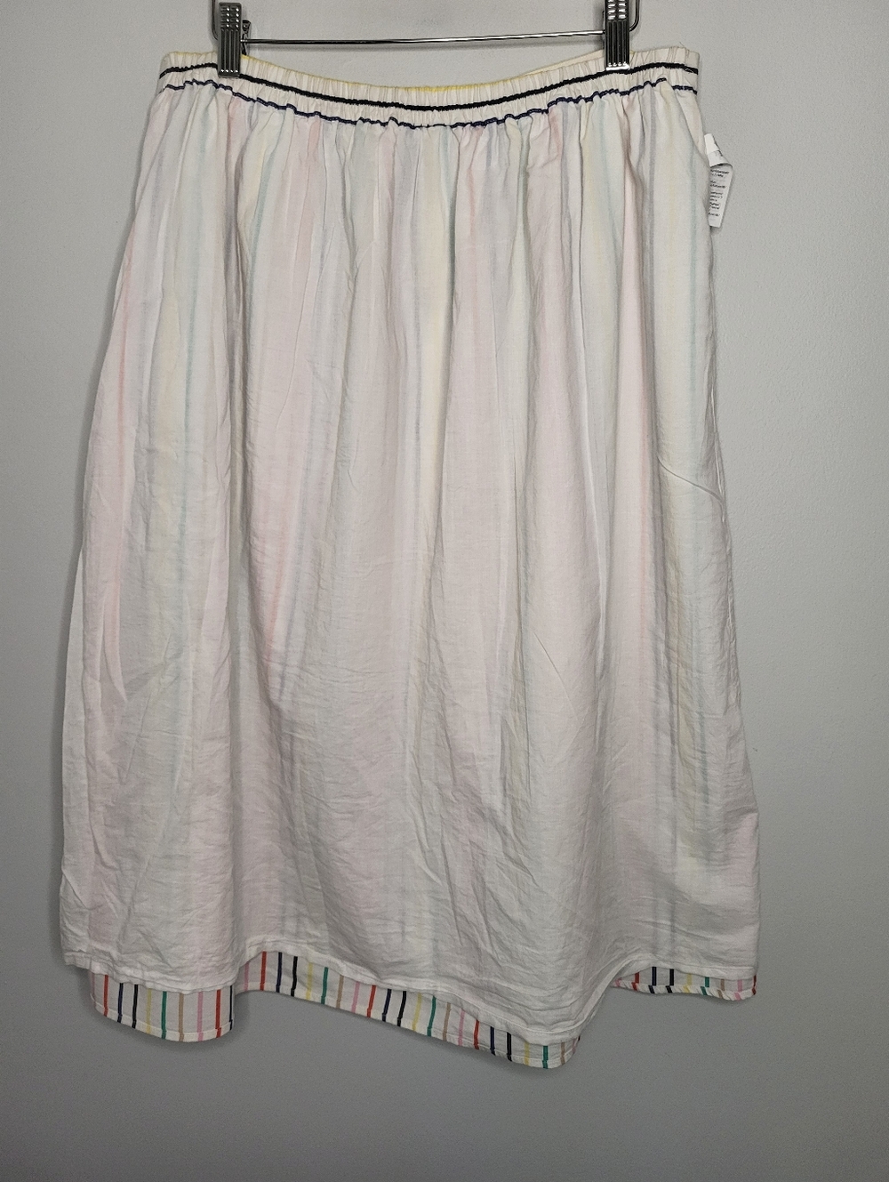 J.Crew Rainbow Stripe Poplin Midi Skirt Size L Fully Lined Pockets Preppy Summer - Picture 12 of 12